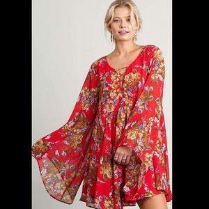 Vienna Red Floral Mini Dress